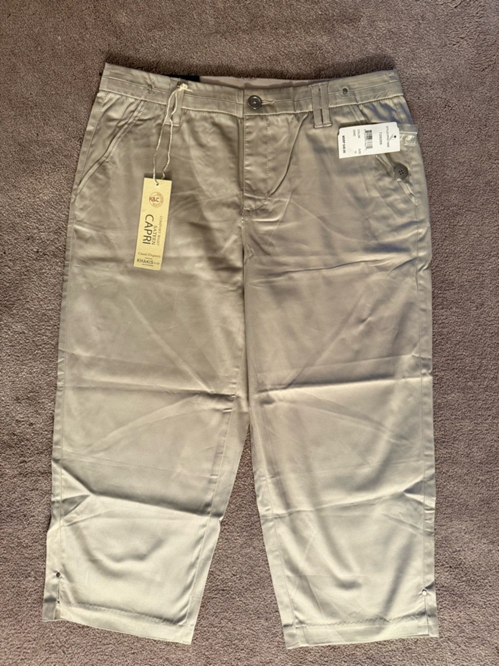 K&C Relaxed Fit Women's Capri Pants in Light Khaki